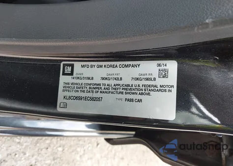 2014 Chevrolet Spark 1Lt Auto z USA, uszkodzony, nr VIN KL8CD6S91EC582057